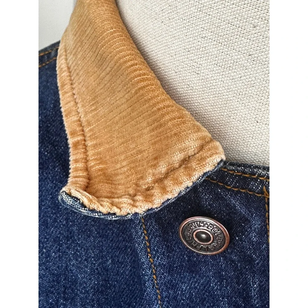 Vintage Ralph Lauren Denim Chore Jacket Corduroy Collar Mens Size M Western - Picture 11 of 13